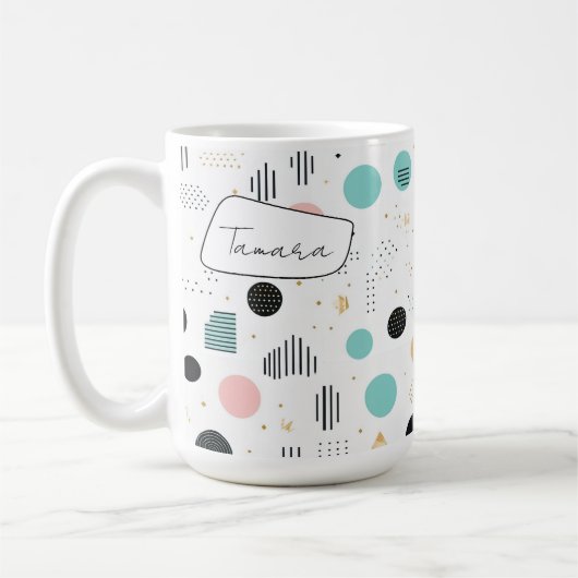 Retro Geometric Abstrakt Pat#1 Aquamarin Pink ID10 Kaffeetasse (Links)
