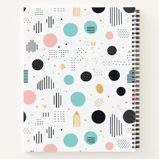 Retro Geometric Abstrakt Pat#1 Aquamarin Pink ID10 Notizblock (Rückseite)