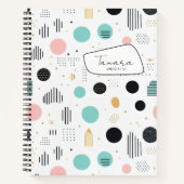 Retro Geometric Abstrakt Pat#1 Aquamarin Pink ID10 Notizblock (Vorderseite)