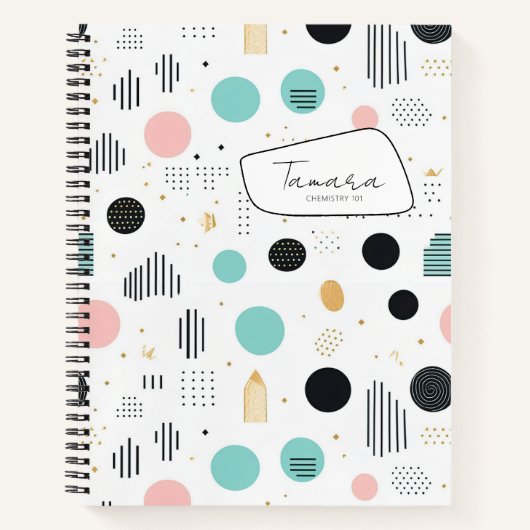 Retro Geometric Abstrakt Pat#1 Aquamarin Pink ID10 Notizblock (Vorderseite)