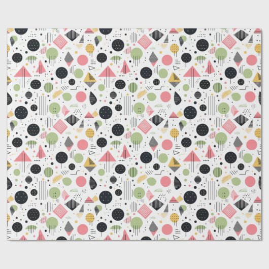 Retro Geometric Abstrakt Pat#2 Sage Pink ID1067 Geschenkpapier (Flach)