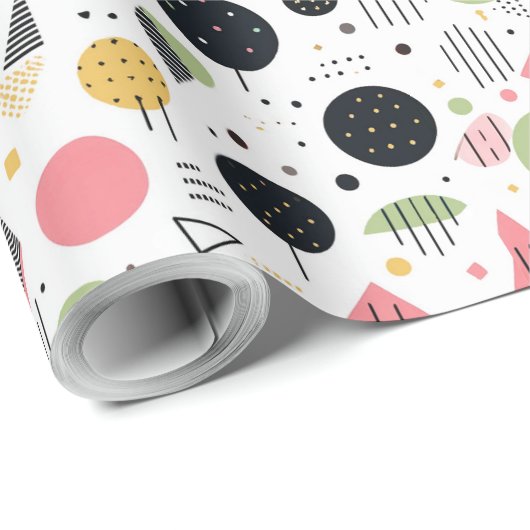 Retro Geometric Abstrakt Pat#2 Sage Pink ID1067 Geschenkpapier (Rolleneckpunkt)
