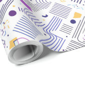 Retro Geometric Abstrakt Pat#4 Lila Blue ID1067 Geschenkpapier (Rolleneckpunkt)