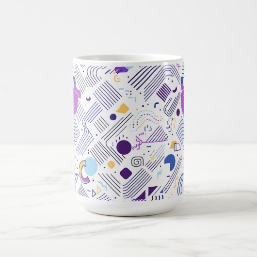 Retro Geometric Abstrakt Pat#4 Lila Blue ID1067 Kaffeetasse (Mittel)