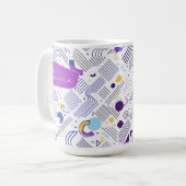 Retro Geometric Abstrakt Pat#4 Lila Blue ID1067 Kaffeetasse (Vorderseite Links)