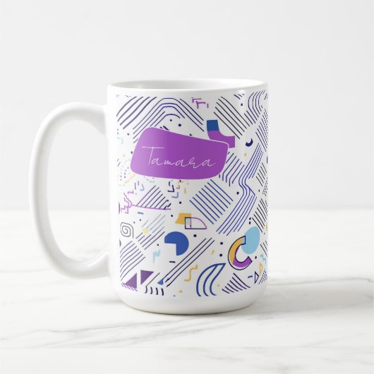 Retro Geometric Abstrakt Pat#4 Lila Blue ID1067 Kaffeetasse (Links)
