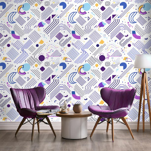 Retro Geometric Abstrakt Pat#4 Lila Blue ID1067 Tapete
