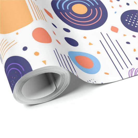 Retro Geometric Abstrakt Pat#7 Indigonummer 1067 Geschenkpapier (Rolleneckpunkt)