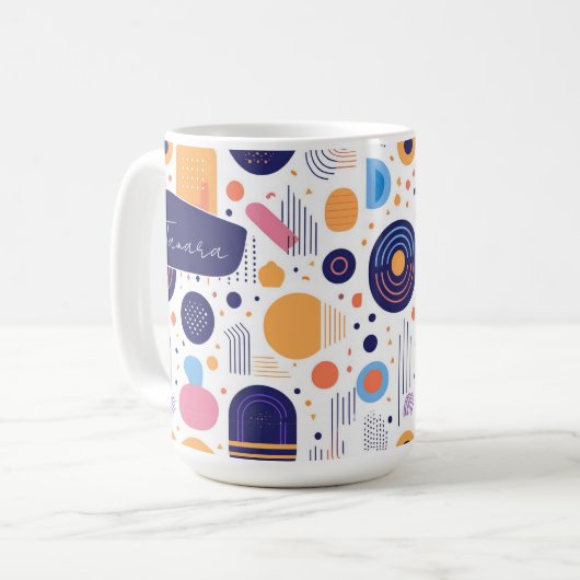 Retro Geometric Abstrakt Pat#7 Indigonummer 1067 Kaffeetasse (Vorderseite Links)