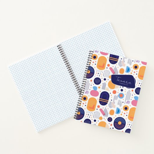 Retro Geometric Abstrakt Pat#7 Indigonummer 1067 Notizblock (Innenseite)