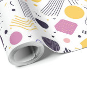 Retro Geometric Abstrakt Pat#8 Magenta ID1067 Geschenkpapier (Rolleneckpunkt)