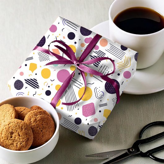 Retro Geometric Abstrakt Pat#8 Magenta ID1067 Geschenkpapier