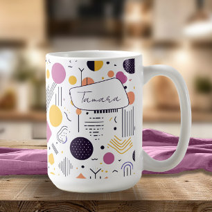 Retro Geometric Abstrakt Pat#8 Magenta ID1067 Kaffeetasse