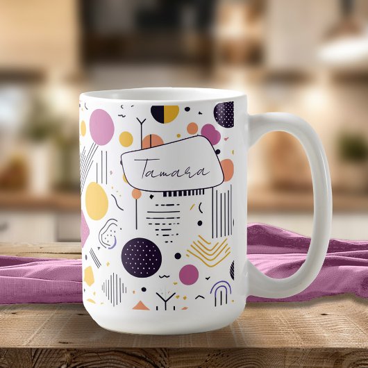 Retro Geometric Abstrakt Pat#8 Magenta ID1067 Kaffeetasse