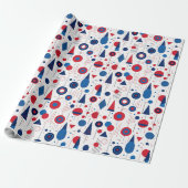 Retro Geometric Abstrakt Pat#9 Navy Red ID1067 Geschenkpapier (Ungerollt)