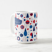Retro Geometric Abstrakt Pat#9 Navy Red ID1067 Kaffeetasse (Vorderseite Links)