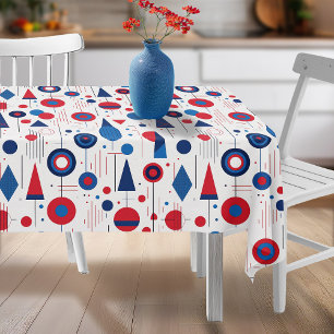 Retro Geometric Abstrakt Pat#9 Navy Red ID1067 Tischdecke