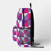 Retro Geometric Abstrakt rosa Lila & weiß Bedruckter Rucksack (Rechts)