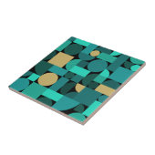 Retro Geometric Art Aquamarin Gold Fliese (Seite)