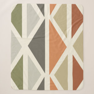 Retro Geometric Art Dreiecke grünes Orange Sherpadecke