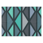 Retro Geometric Art Dreiecke Schwarz Aquamarin Tischdecke (Vorderseite (Horizontal))