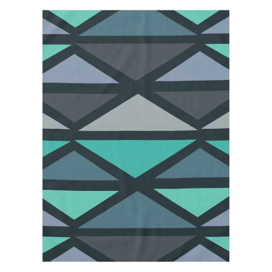 Retro Geometric Art Dreiecke Schwarz Aquamarin Tischdecke (Vorderseite)