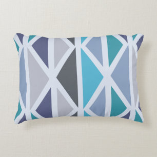 Retro Geometric Art Dreiecke Türkis Grau Dekokissen