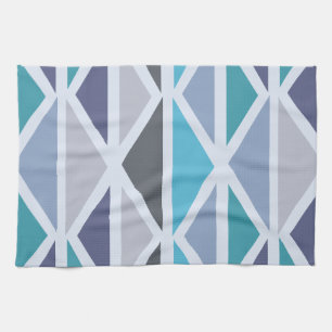 Retro Geometric Art Dreiecke Türkis Grau Geschirrtuch