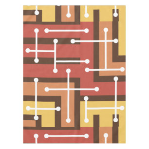Retro Geometric Art Maze Burnt Orange Tischdecke