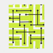 Retro Geometric Art Maze Chartreuse Fleecedecke (Vorderseite)