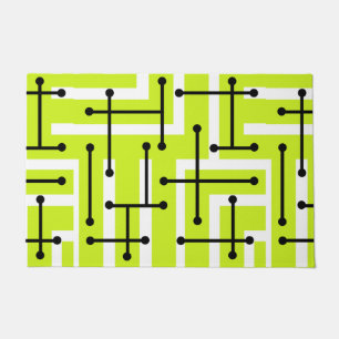 Retro Geometric Art Maze Chartreuse Fußmatte