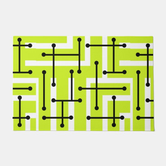 Retro Geometric Art Maze Chartreuse Fußmatte (Vorderseite)