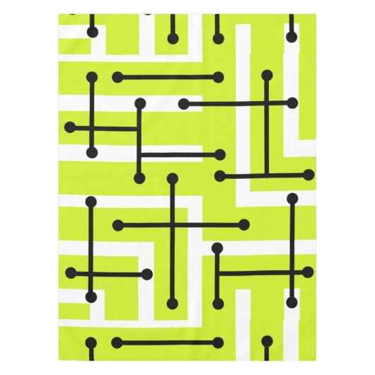 Retro Geometric Art Maze Chartreuse Tischdecke (Vorderseite)