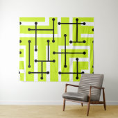 Retro Geometric Art Maze Chartreuse Wandteppich (Beispiel (Horizontal))