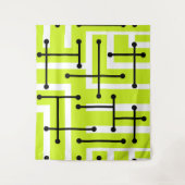 Retro Geometric Art Maze Chartreuse Wandteppich (Vorderseite)