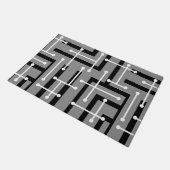 Retro Geometric Art Maze Grau Fußmatte (Schrägansicht)