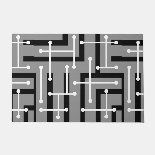 Retro Geometric Art Maze Grau Fußmatte (Vorderseite)
