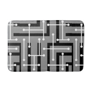 Retro Geometric Art Maze Gray Badematte