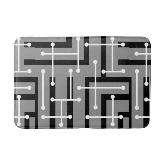 Retro Geometric Art Maze Gray Badematte (Vorderseite)