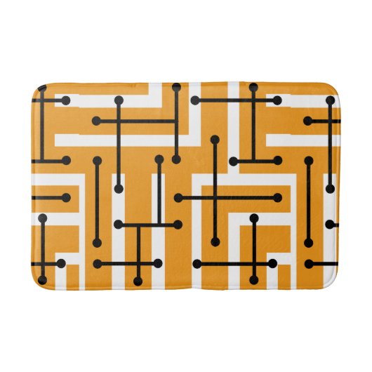 Retro Geometric Art Maze Orange Badematte (Vorderseite)