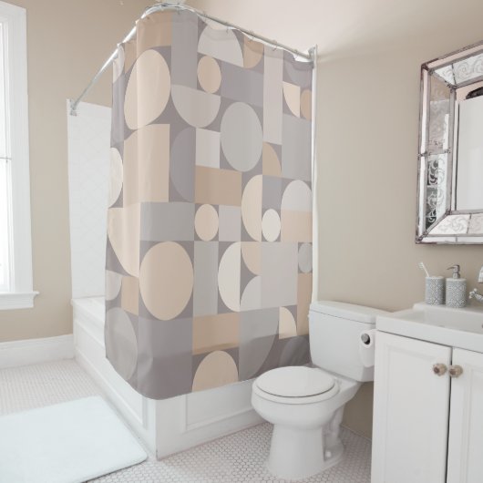 Retro Geometric Art Taupe Duschvorhang (Beispiel)