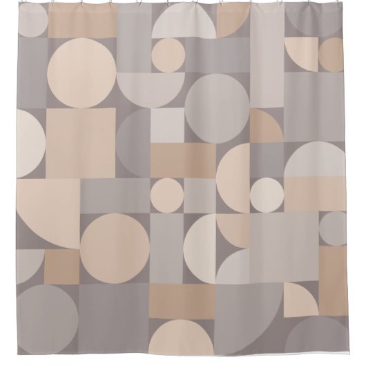 Retro Geometric Art Taupe Duschvorhang (Vorderseite)