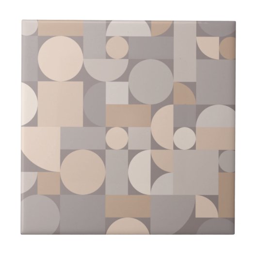 Retro Geometric Art Taupe Fliese (Vorderseite)