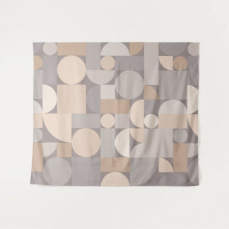 Retro Geometric Art Taupe Wandteppich