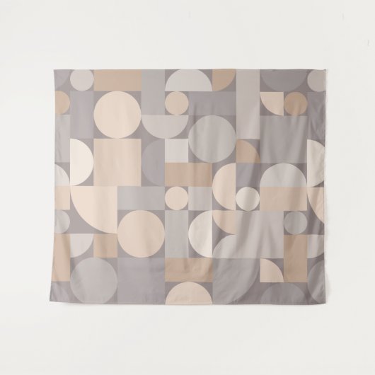 Retro Geometric Art Taupe Wandteppich (Vorderseite (Horizontal))