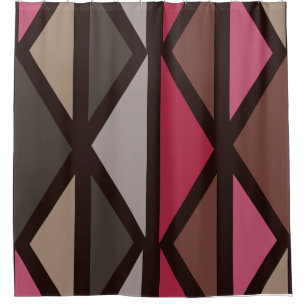 Retro Geometric Art Triangle Black Red Brown Duschvorhang