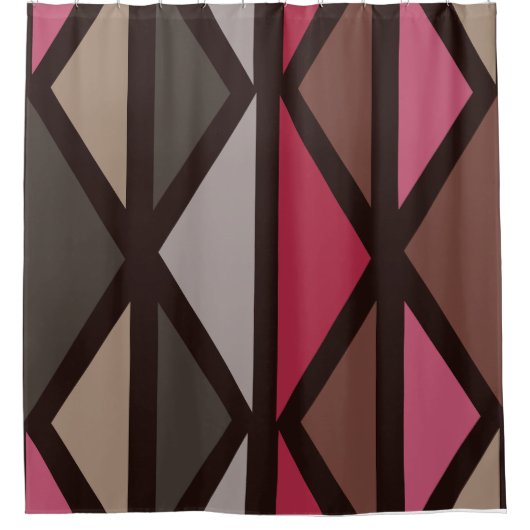 Retro Geometric Art Triangle Black Red Brown Duschvorhang (Vorderseite)