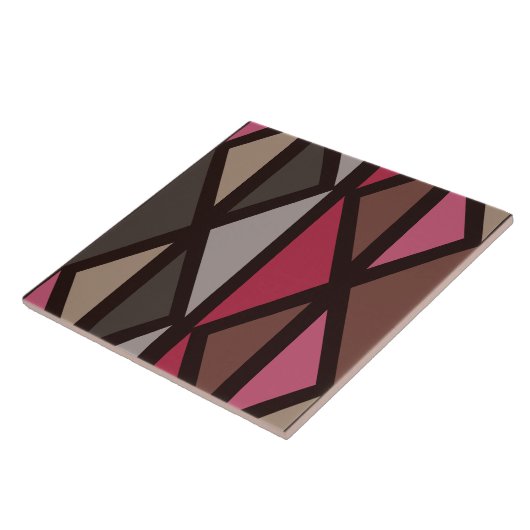 Retro Geometric Art Triangle Black Red Brown Fliese (Seite)