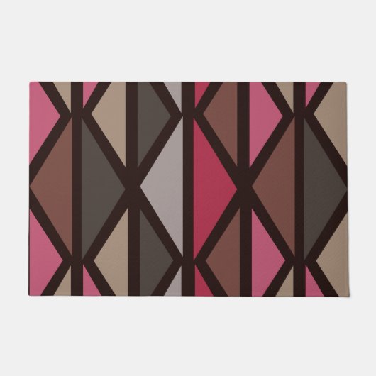 Retro Geometric Art Triangle Black Red Brown Fußmatte (Vorderseite)