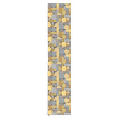 Retro Geometric Art Yellow Gray Kurzer Tischläufer (Vorderseite)